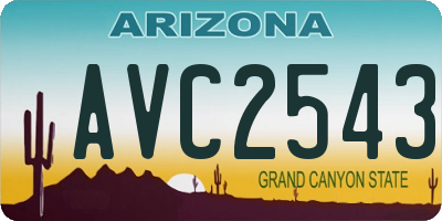 AZ license plate AVC2543