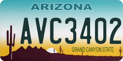 AZ license plate AVC3402