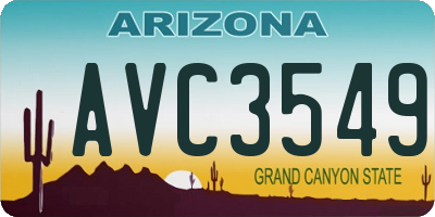 AZ license plate AVC3549