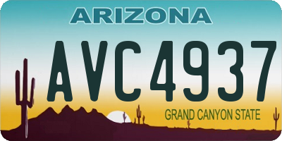AZ license plate AVC4937