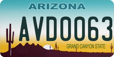 AZ license plate AVD0063
