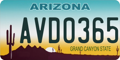 AZ license plate AVD0365