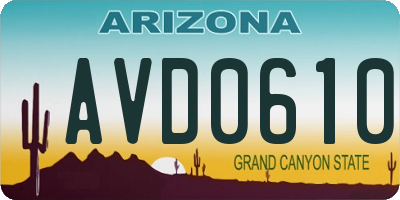 AZ license plate AVD0610