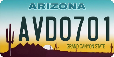 AZ license plate AVD0701