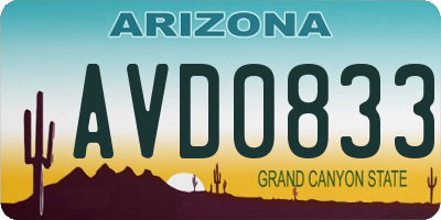 AZ license plate AVD0833