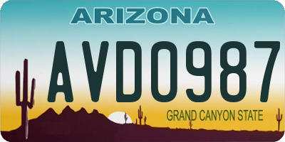 AZ license plate AVD0987