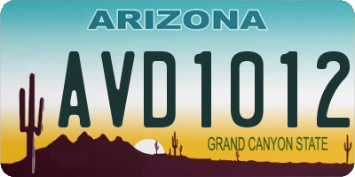 AZ license plate AVD1012