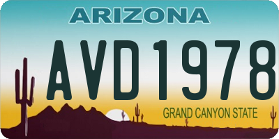 AZ license plate AVD1978