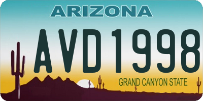 AZ license plate AVD1998