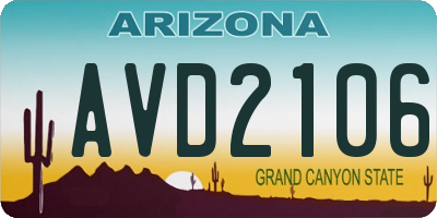 AZ license plate AVD2106