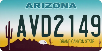 AZ license plate AVD2149