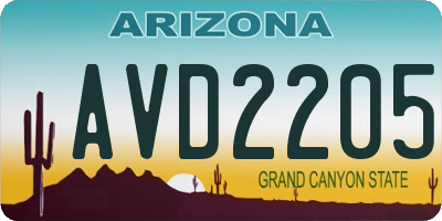 AZ license plate AVD2205