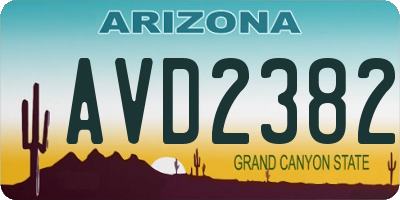 AZ license plate AVD2382