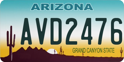 AZ license plate AVD2476