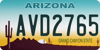 AZ license plate AVD2765