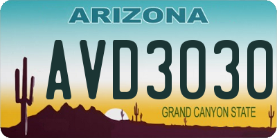 AZ license plate AVD3030