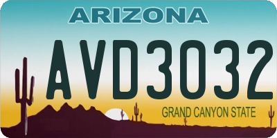 AZ license plate AVD3032
