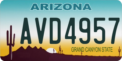AZ license plate AVD4957