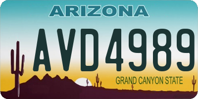 AZ license plate AVD4989