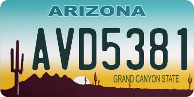 AZ license plate AVD5381