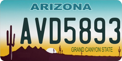 AZ license plate AVD5893