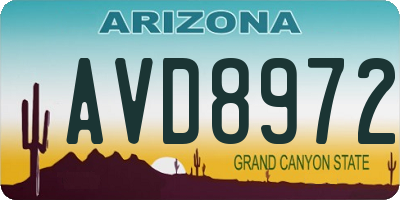 AZ license plate AVD8972