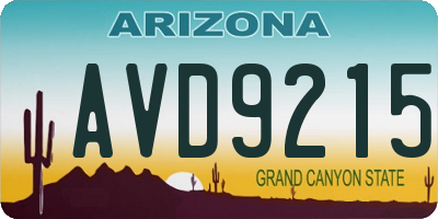 AZ license plate AVD9215