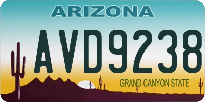 AZ license plate AVD9238