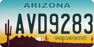 AZ license plate AVD9283
