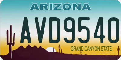 AZ license plate AVD9540