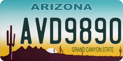 AZ license plate AVD9890