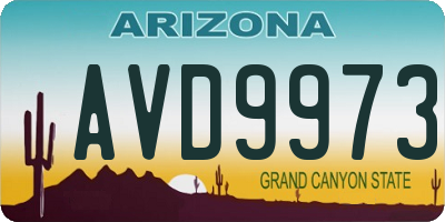 AZ license plate AVD9973