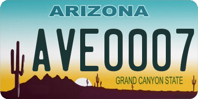 AZ license plate AVE0007