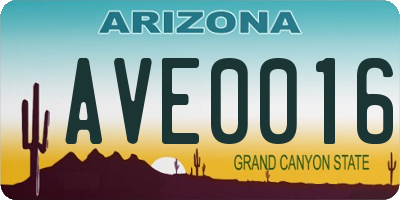 AZ license plate AVE0016