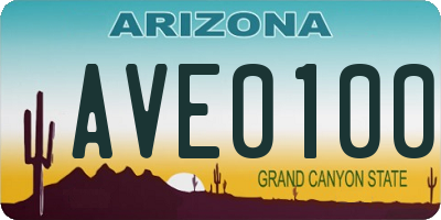 AZ license plate AVE0100
