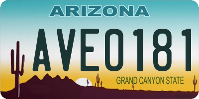 AZ license plate AVE0181