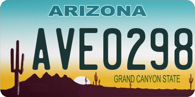 AZ license plate AVE0298