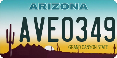 AZ license plate AVE0349