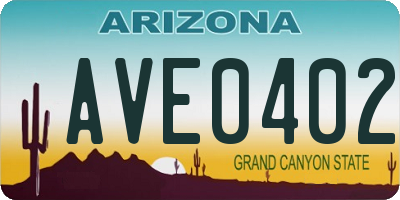 AZ license plate AVE0402