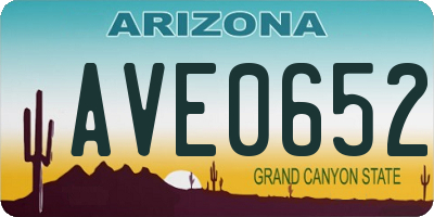 AZ license plate AVE0652