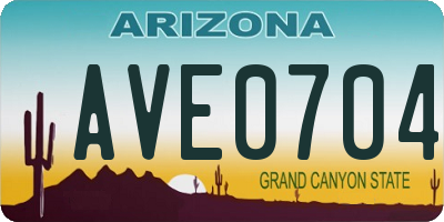 AZ license plate AVE0704