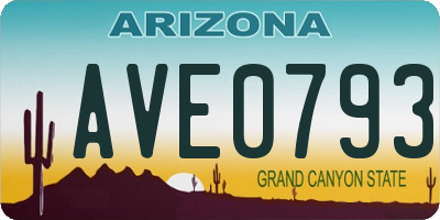 AZ license plate AVE0793