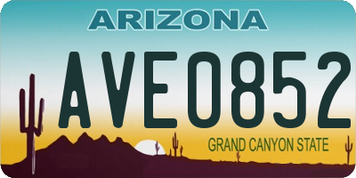 AZ license plate AVE0852