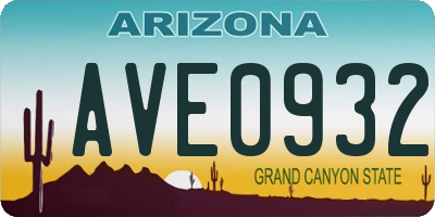 AZ license plate AVE0932