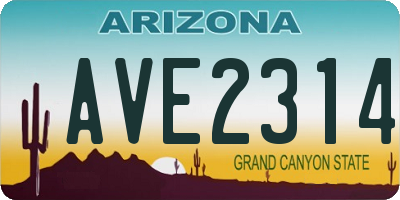 AZ license plate AVE2314