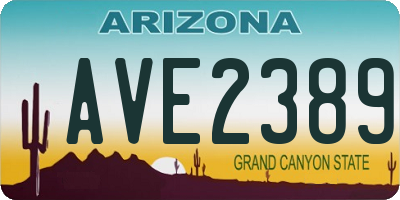 AZ license plate AVE2389