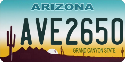 AZ license plate AVE2650