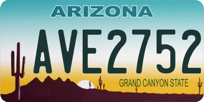 AZ license plate AVE2752