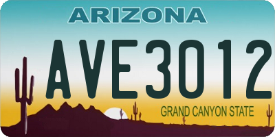 AZ license plate AVE3012