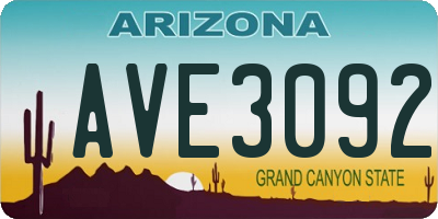 AZ license plate AVE3092